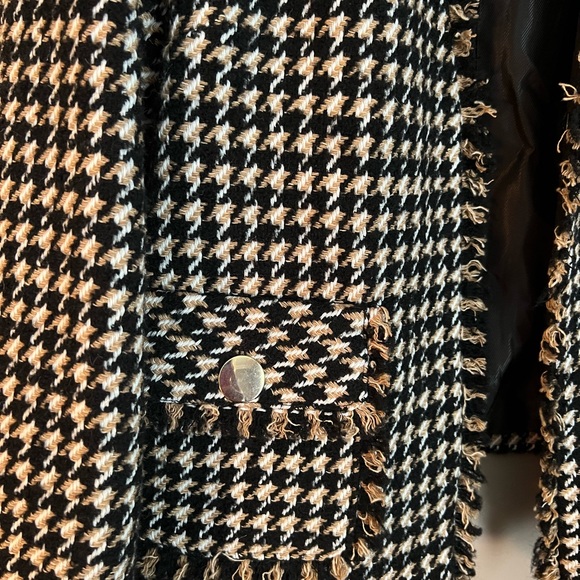 Zara Tweed Houndstooth Blazer Jacket Brown Black - Picture 2 of 7